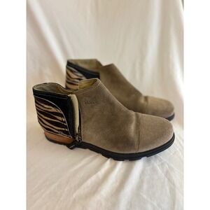 Sorel Major Low Ankle Boots Suede Zebra Calf Hair Major Black